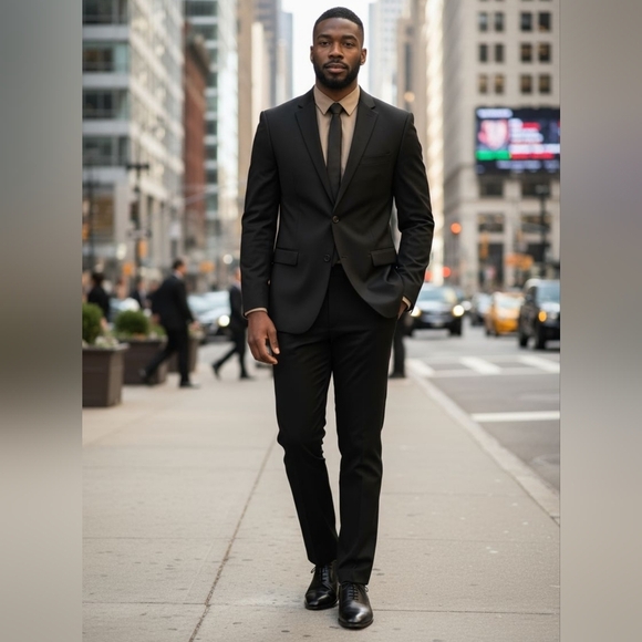 CALVIN KLEIN  SLIM FIT   BLACK  100% WOOL BLAZER, SPORT COAT, NWOT 46L - Picture 1 of 5